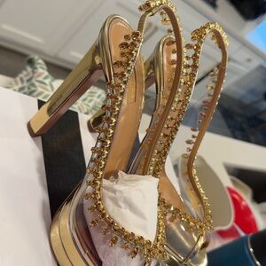 Aquazzura Gold and Silver Embellished Heels